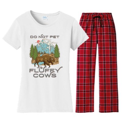 Funny Vintage Look Yellowstone National Park Bison Lover Women's Flannel Pajama Set