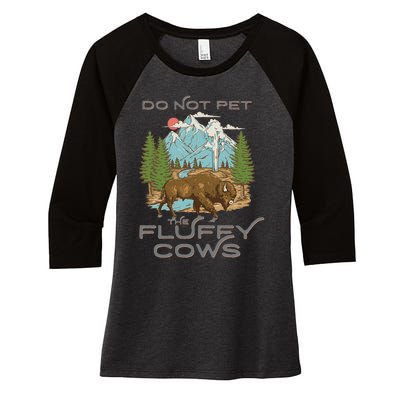 Funny Vintage Look Yellowstone National Park Bison Lover Women's Tri-Blend 3/4-Sleeve Raglan Shirt