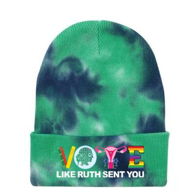 Funny Vote Like Ruth Sent You Uterus Feminists Lgbt Tie Dye 12in Knit Beanie