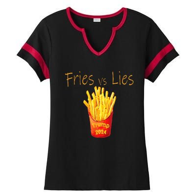 Fries Vs Lies Trump 2024 Ladies Halftime Notch Neck Tee