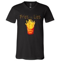 Fries Vs Lies Trump 2024 V-Neck T-Shirt