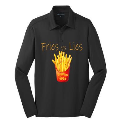 Fries Vs Lies Trump 2024 Silk Touch Performance Long Sleeve Polo