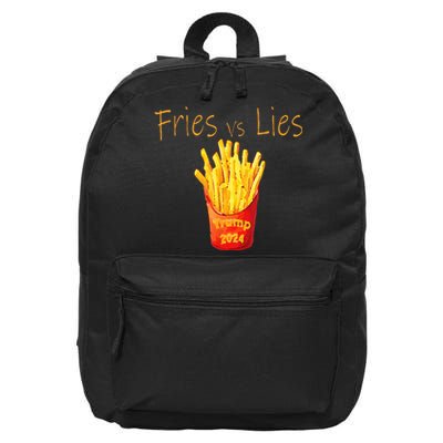 Fries Vs Lies Trump 2024 16 in Basic Backpack