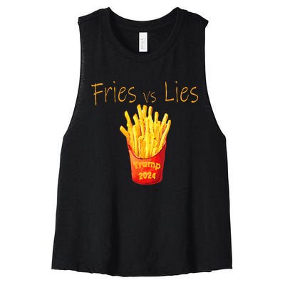 Fries Vs Lies Trump 2024 Women's Racerback Cropped Tank