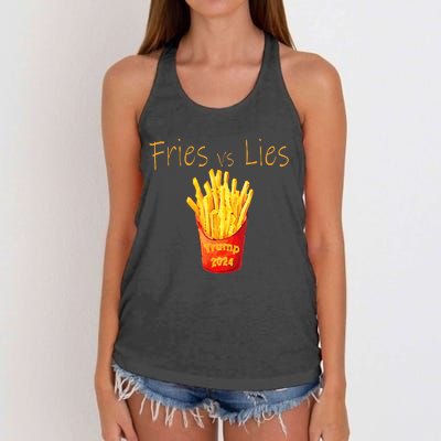 Fries Vs Lies Trump 2024 Women's Knotted Racerback Tank