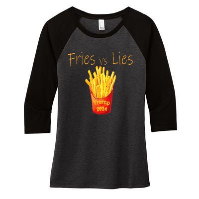 Fries Vs Lies Trump 2024 Women's Tri-Blend 3/4-Sleeve Raglan Shirt