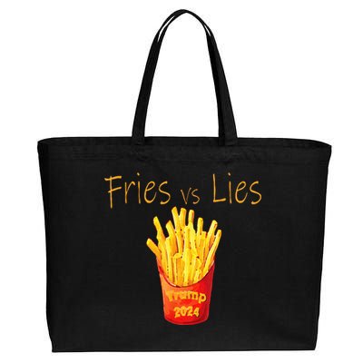 Fries Vs Lies Trump 2024 Cotton Canvas Jumbo Tote