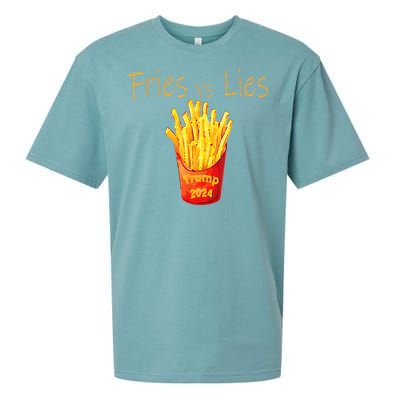 Fries Vs Lies Trump 2024 Sueded Cloud Jersey T-Shirt