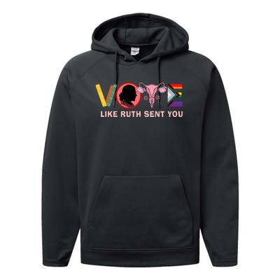 Funny Vote Like Ruth Sent You Uterus Feminist Lgbt Performance Fleece Hoodie