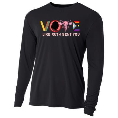 Funny Vote Like Ruth Sent You Uterus Feminist Lgbt Cooling Performance Long Sleeve Crew