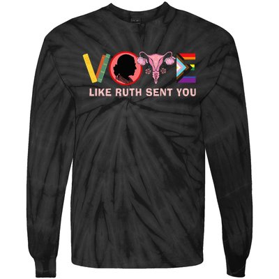 Funny Vote Like Ruth Sent You Uterus Feminist Lgbt Tie-Dye Long Sleeve Shirt