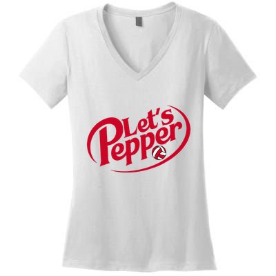 Funny Volleyball LetS Pepper Practice Term Great Women's V-Neck T-Shirt