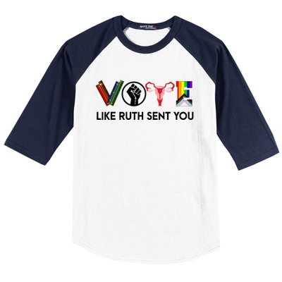 Funny Vote Like Ruth Sent You Gavel Feminists Lgbt Pride Baseball Sleeve Shirt