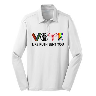 Funny Vote Like Ruth Sent You Gavel Feminists Lgbt Pride Silk Touch Performance Long Sleeve Polo