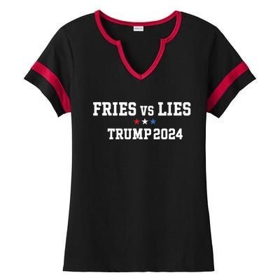 Fries Vs Lies Trump 2024 French Fries Trump Vance 2024 Ladies Halftime Notch Neck Tee