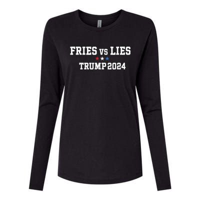 Fries Vs Lies Trump 2024 French Fries Trump Vance 2024 Womens Cotton Relaxed Long Sleeve T-Shirt