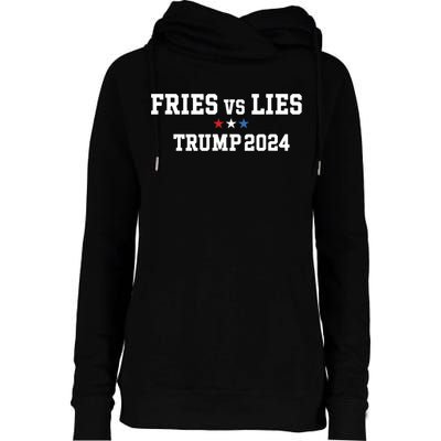 Fries Vs Lies Trump 2024 French Fries Trump Vance 2024 Womens Funnel Neck Pullover Hood