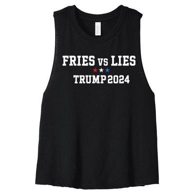 Fries Vs Lies Trump 2024 French Fries Trump Vance 2024 Women's Racerback Cropped Tank