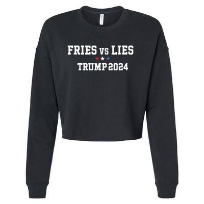 Fries Vs Lies Trump 2024 French Fries Trump Vance 2024 Cropped Pullover Crew