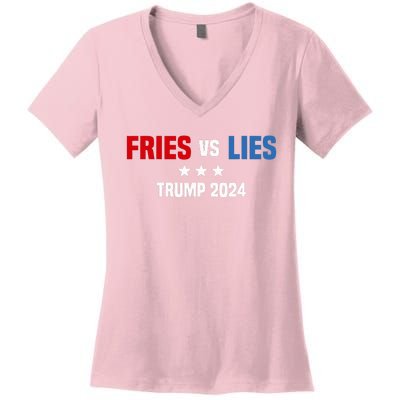 Fries Vs Lies Pro Trump Vance 2024 Women's V-Neck T-Shirt