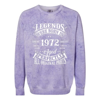 Funny Vintage Legends Born In 1972 50 Years Old Colorblast Crewneck Sweatshirt