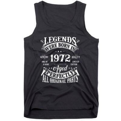 Funny Vintage Legends Born In 1972 50 Years Old Tank Top