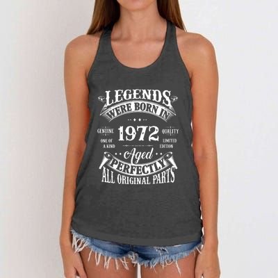 Funny Vintage Legends Born In 1972 50 Years Old Women's Knotted Racerback Tank