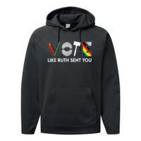 Funny Vote Like Ruth Sent You Gavel Feminists Lgbt Pride Performance Fleece Hoodie