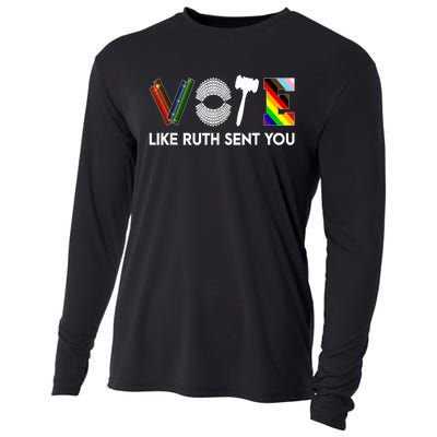 Funny Vote Like Ruth Sent You Gavel Feminists Lgbt Pride Cooling Performance Long Sleeve Crew