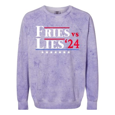 Fries Vs Lies Trump 2024 Colorblast Crewneck Sweatshirt