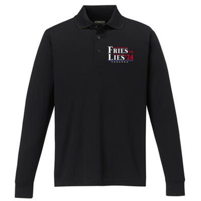 Fries Vs Lies Trump 2024 Performance Long Sleeve Polo