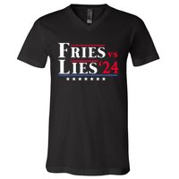 Fries Vs Lies Trump 2024 V-Neck T-Shirt