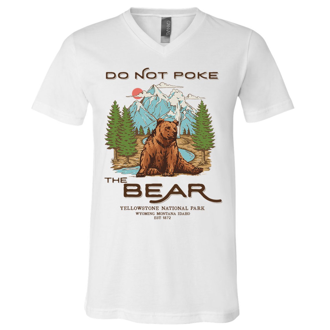 Funny Vintage Look Yellowstone National Park Grizzly Lover V-Neck T-Shirt