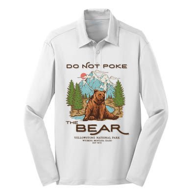 Funny Vintage Look Yellowstone National Park Grizzly Lover Silk Touch Performance Long Sleeve Polo