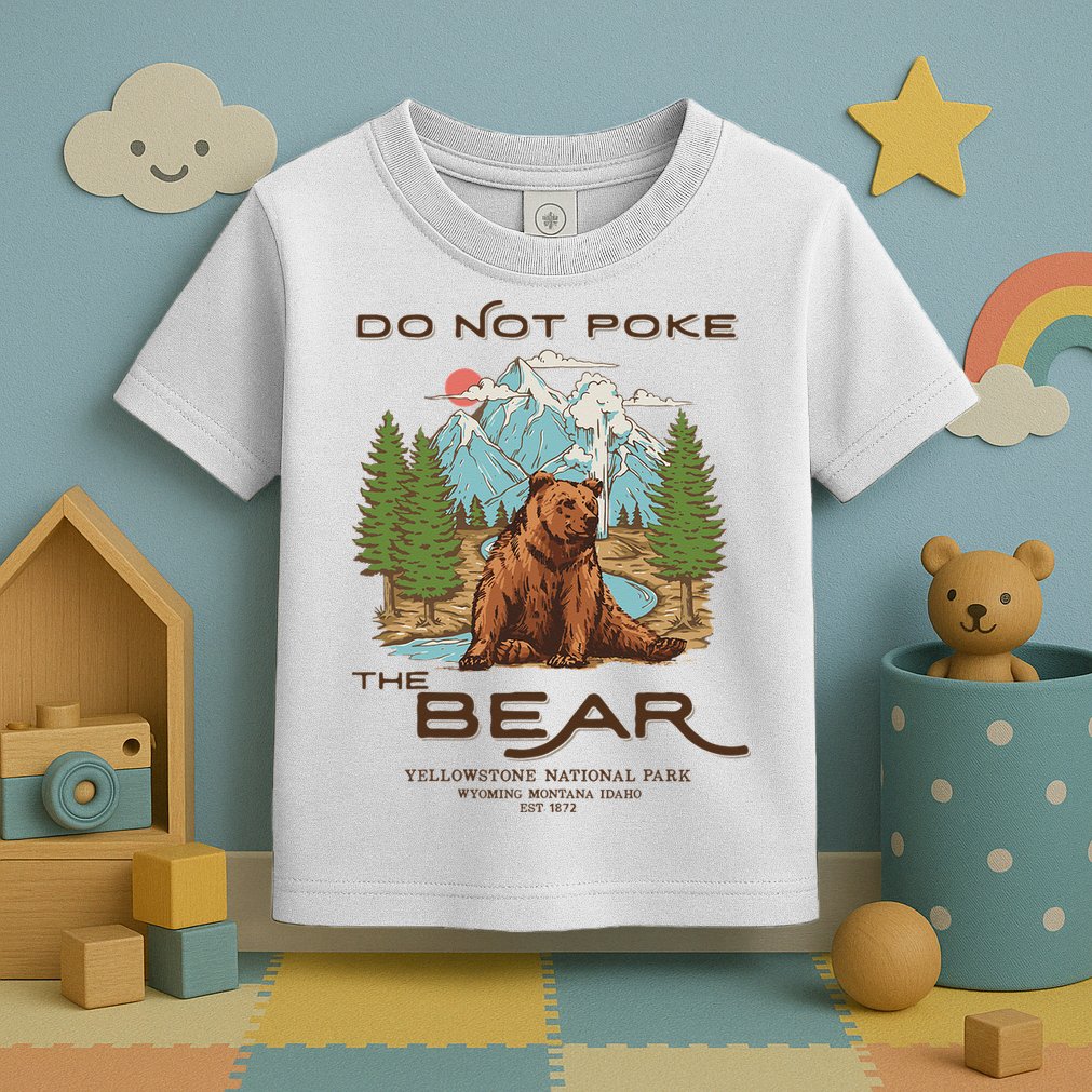 Funny Vintage Look Yellowstone National Park Grizzly Lover Toddler T-Shirt