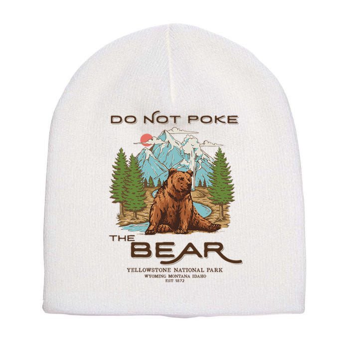 Funny Vintage Look Yellowstone National Park Grizzly Lover Short Acrylic Beanie