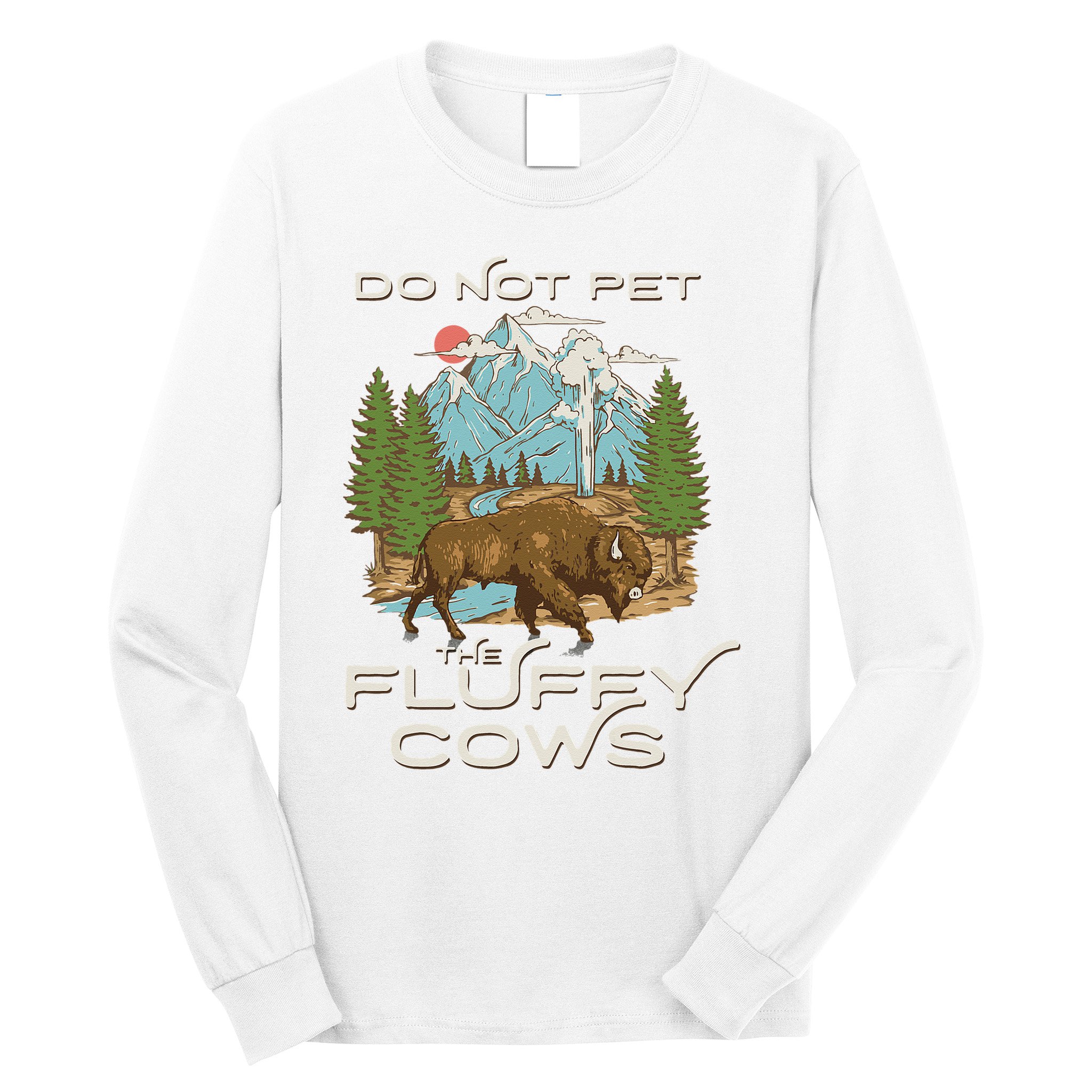 Funny Vintage Look Yellowstone National Park Bison Lover Long Sleeve Shirt
