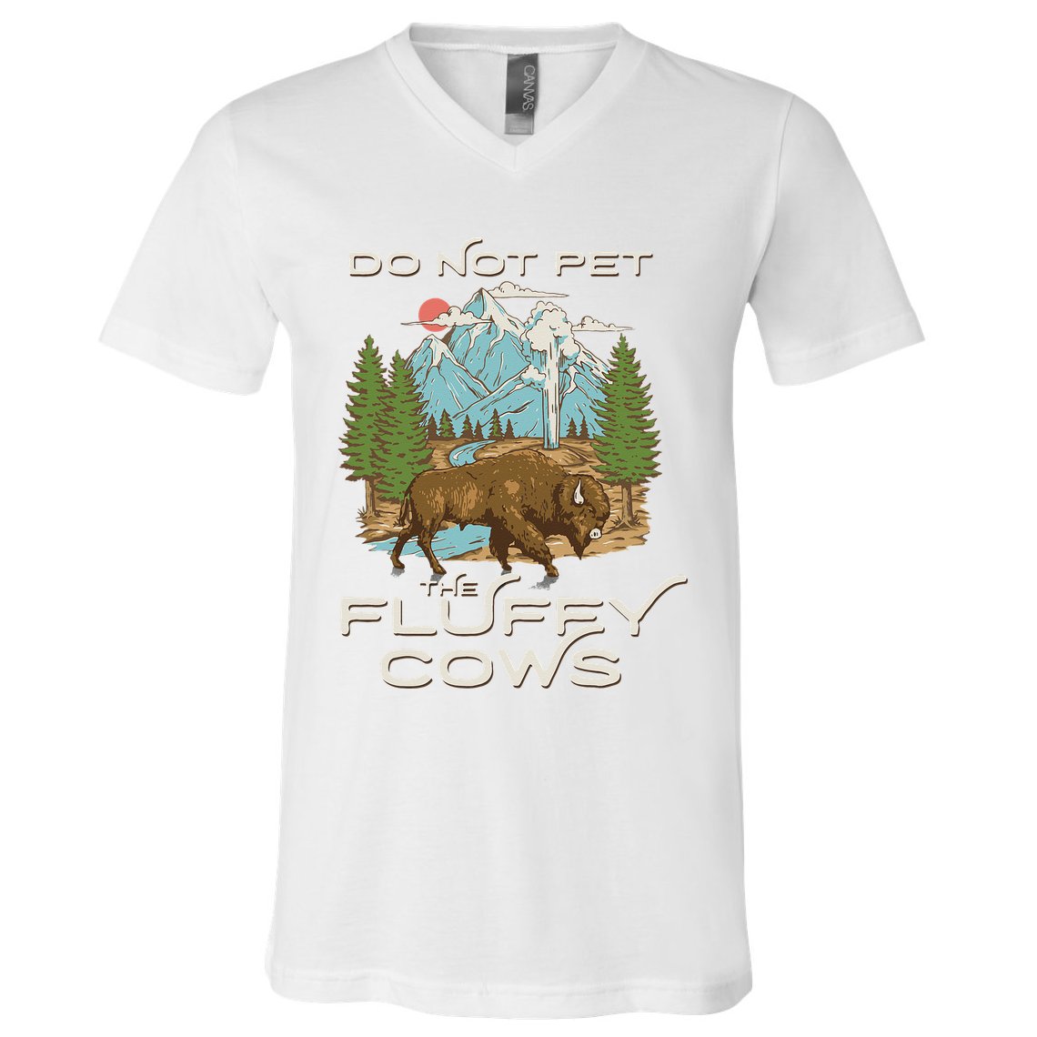 Funny Vintage Look Yellowstone National Park Bison Lover V-Neck T-Shirt