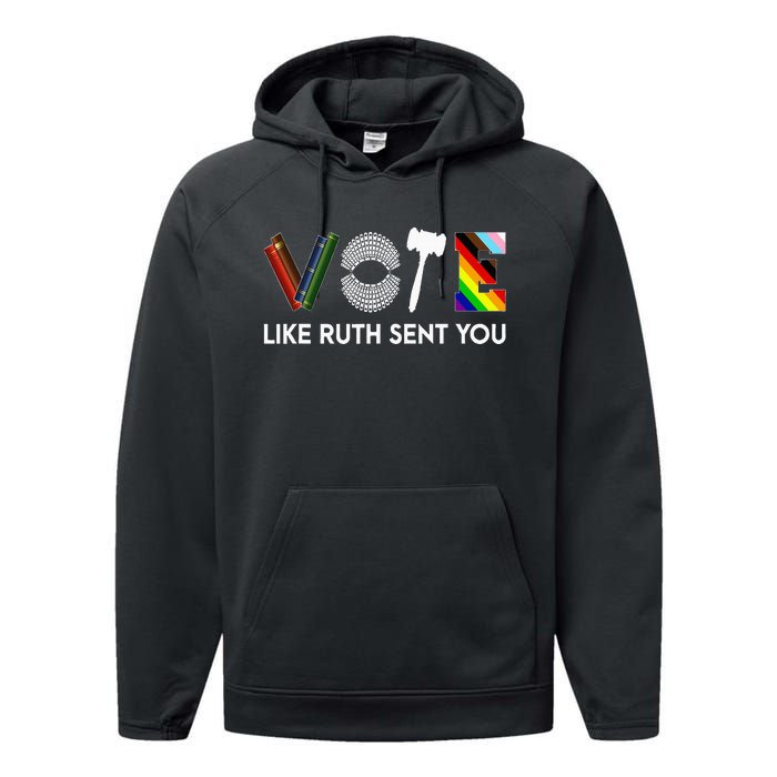 Funny Vote Like Ruth Sent You Gavel Feminists Lgbt Pride Performance Fleece Hoodie