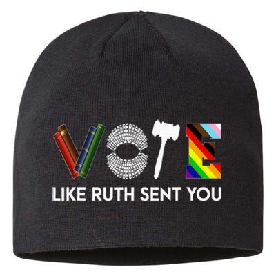 Funny Vote Like Ruth Sent You Gavel Feminists Lgbt Pride Sustainable Beanie