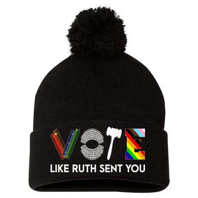 Funny Vote Like Ruth Sent You Gavel Feminists Lgbt Pride Pom Pom 12in Knit Beanie