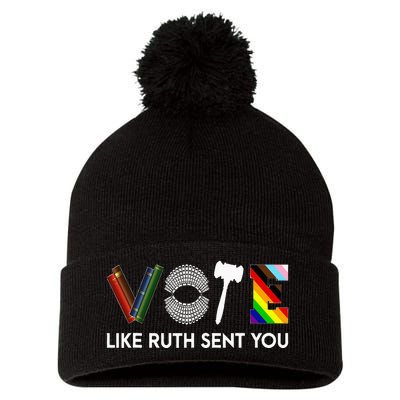 Funny Vote Like Ruth Sent You Gavel Feminists Lgbt Pride Pom Pom 12in Knit Beanie