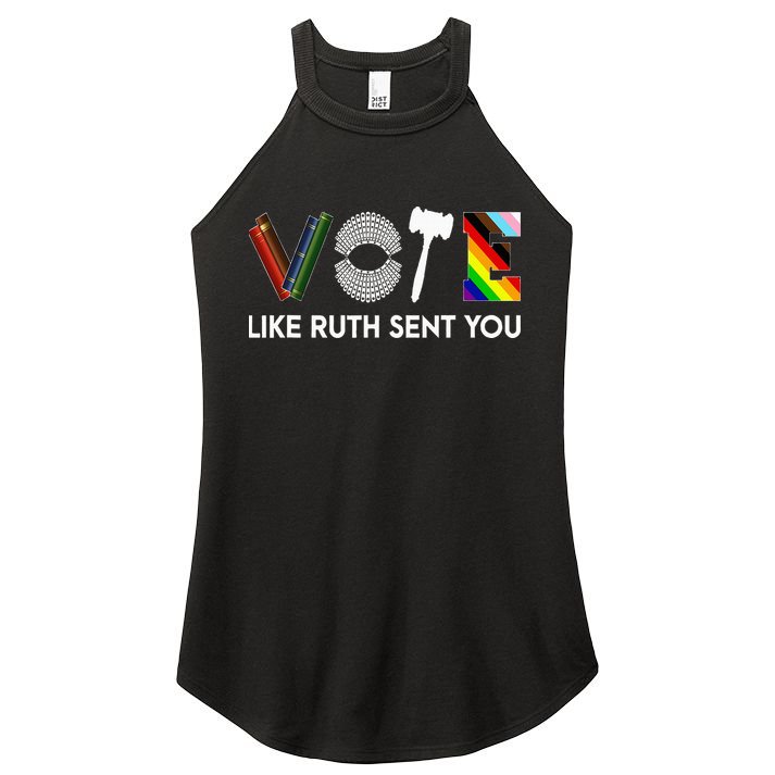 Funny Vote Like Ruth Sent You Gavel Feminists Lgbt Pride Women's Perfect Tri Rocker Tank