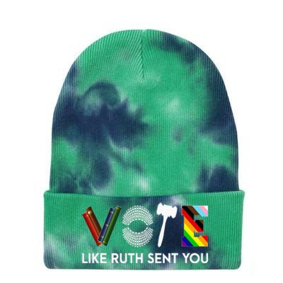 Funny Vote Like Ruth Sent You Gavel Feminists Lgbt Pride Tie Dye 12in Knit Beanie