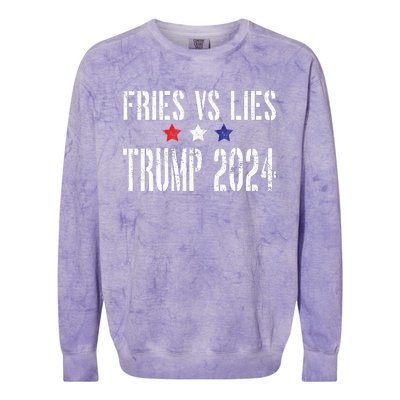 Fries Vs Lies Trump 2024 French Fries Trump Vance 2024 Colorblast Crewneck Sweatshirt