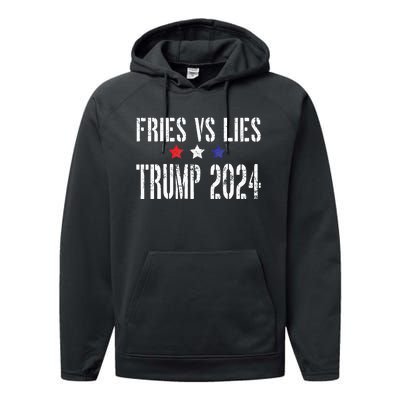 Fries Vs Lies Trump 2024 French Fries Trump Vance 2024 Performance Fleece Hoodie