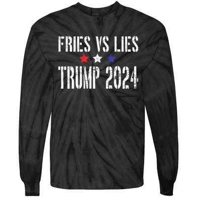 Fries Vs Lies Trump 2024 French Fries Trump Vance 2024 Tie-Dye Long Sleeve Shirt