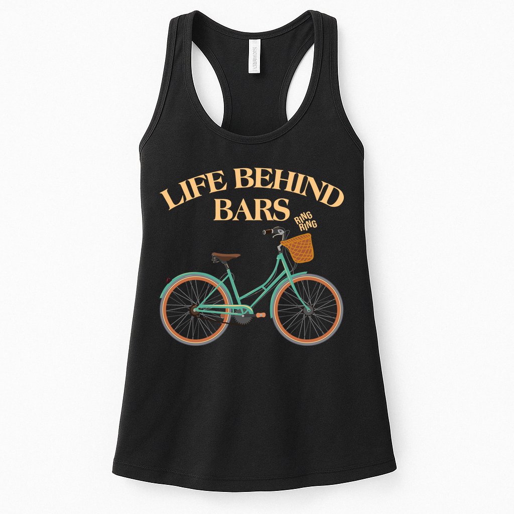 Funny VIntage Life Behind Bars Bike Bicycle Fan Womens Tank Top
