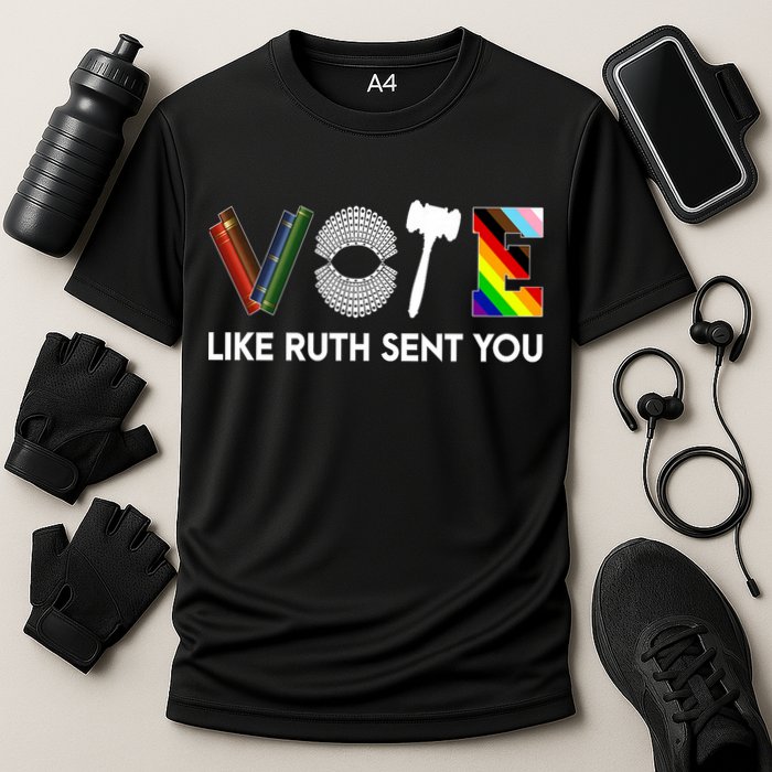 Funny Vote Like Ruth Sent You Gavel Feminists Lgbt Pride Cooling Performance Crew T-Shirt