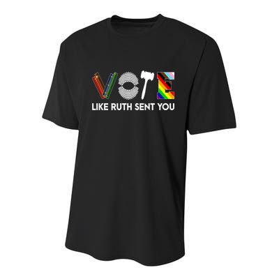 Funny Vote Like Ruth Sent You Gavel Feminists Lgbt Pride Youth Performance Sprint T-Shirt